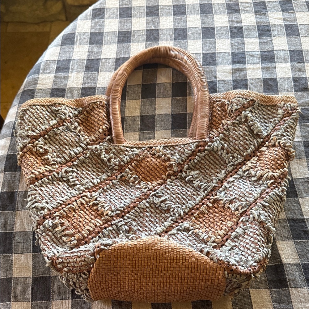 Paolo Masi Woven Brown and Gray Tote - Picture 2 of 5